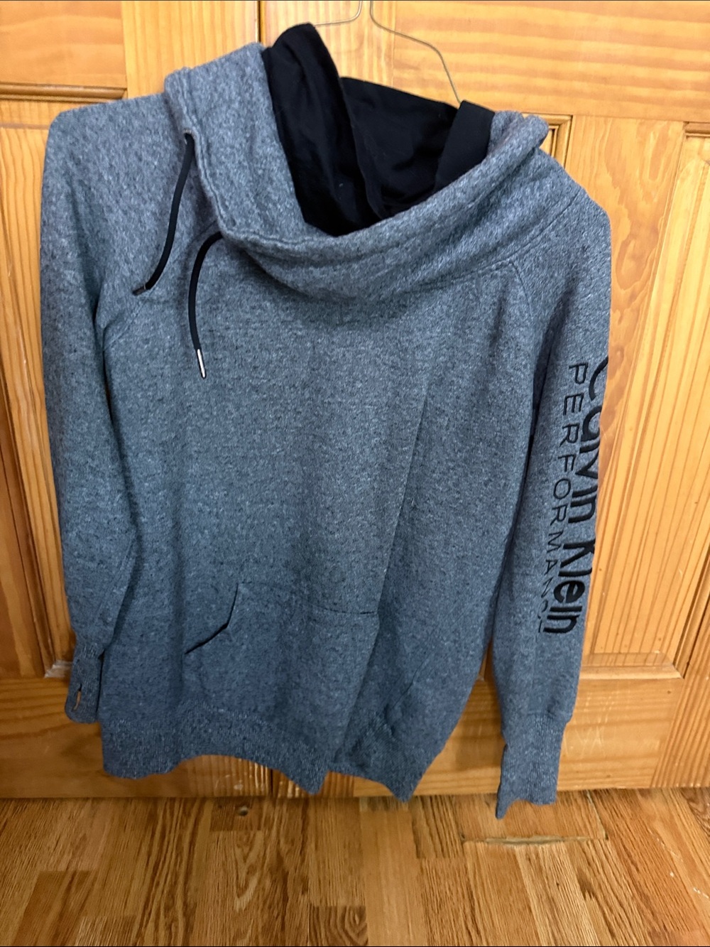 Calvin Klein Gray Hooded Performance Sweatshirt with Black Lining